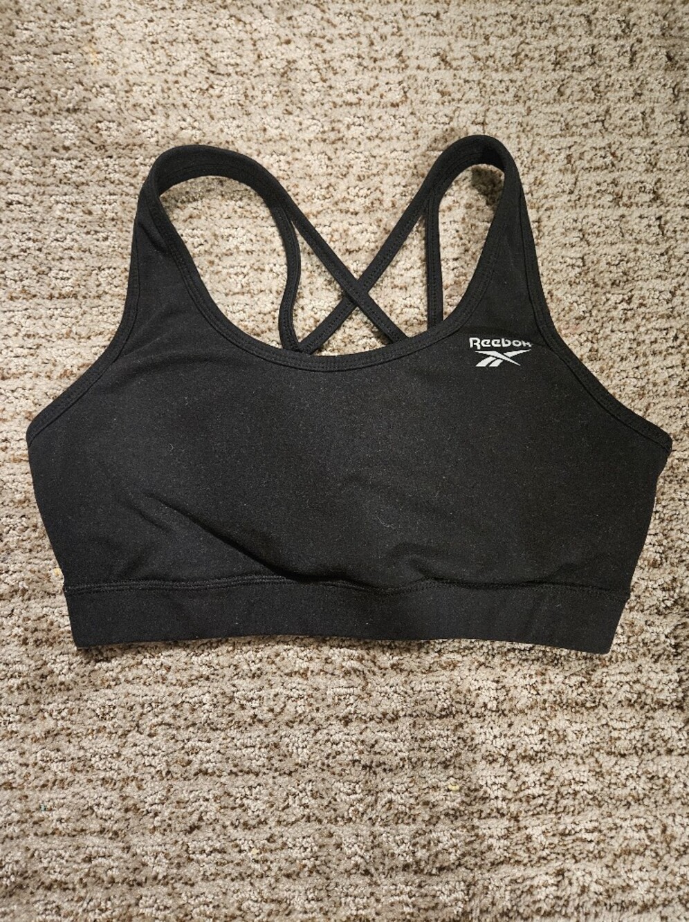Reebok Black Strappy Cross-Back Sports Bra